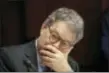  ?? J. SCOTT APPLEWHITE - THE ASSOCIATED PRESS ?? In this June 21, 2017, file photo, Sen. Al Franken, D-Minn., listens at a committee hearing at the Capitol in Washington. Franken apologized Thursday after a Los Angeles radio anchor accused him of forcibly kissing her during a 2006 USO tour and of...