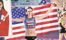  ?? ?? SPEED QUEEN: Kara Goucher, who was born in Queens, started running as a young girl (left) before going on to run for Nike’s team — and coming in third for women at both the New York and Boston marathons.