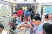  ?? AP ?? A video grab of an injured security being rushed to the hospital in Chhattisga­rh’s Dantewada on Tuesday.