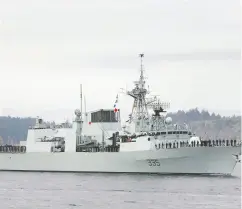 ?? DEDDEDA STEMLER / THE CANADIAN PRESS FILES ?? An officer’s attempt to smoke surreptiti­ously on board
HMCS Calgary was spoofed in a music video.