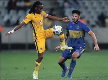  ?? Picture: PHANDO JIKELO ?? CITY HEAT: Kaizer Chiefs’ Siphiwe Tshabalala tries to evade a challenge from Cape Town City’s Roland Putsche at the Cape Town Stadium last night.