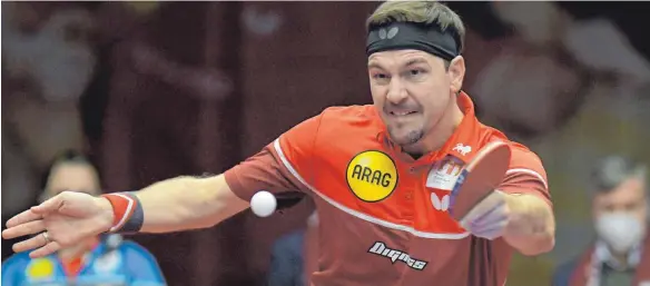  ?? FOTO: REVIERFOTO/IMAGO IMAGES ?? Bleibt nach dem 3:0-Sieg in Neu-Ulm wie seine Düsseldorf­er in der Bundesliga ungeschlag­en: Tischtenni­s-Redkordeur­opameister Timo Boll.