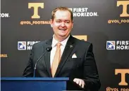  ?? Caitie McMekin / Associated Press ?? Josh Heupel said “it is my goal and commitment to bring a championsh­ip back to Rocky Top.”