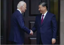  ?? DOUG MILLS — THE NEW YORK TIMES VIA AP, POOL, FILE ?? President Joe Biden China's President Xi Jinping, seen here at the Filoli Estate in Woodside on Nov, 15, had a “candid and constructi­ve” phone call Tuesday.