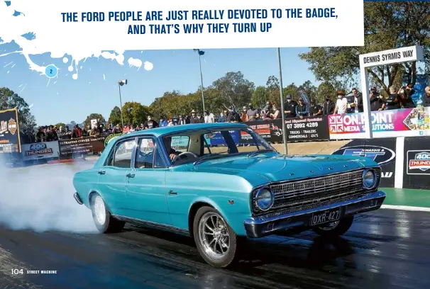  ??  ?? 2
02: Rockynats Grand Champion Paul Hart cracked the 10sec zone in his 1967 XR Fairmont, thanks to the 630hp, Tremaniac Racing-built 427ci Windsor under the bonnet. The time? A sweet 10.87@122mph