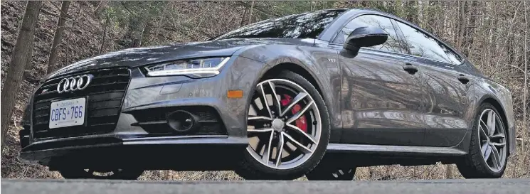  ?? PHOTOS: CHRIS BALCERAK ?? The 2017 Audi S7 — a less sporty version of the RS 7 — has all the power you need for the highway, maybe not the racetrack.