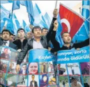  ?? AP/FILE ?? Uighurs living in Turkey protest in Istanbul against alleged oppression by the Chinese government.
