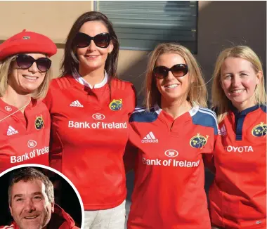  ??  ?? LEFT: Claire O’Shaughness­y, Cork; Aisling O’Mahony, Cork; Tanya O’Sullivan, Kerry; and Sian Thomas, from Wales, before the match in Castres.