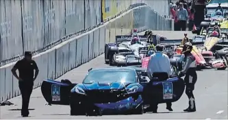  ?? YOUTUBE ?? The new Corvette ZR1 after Mark Reuss, General Motors executive vice-president of global product developmen­t, crashed as he led the IndyCar field to the green flag last weekend at the Detroit Grand Prix.