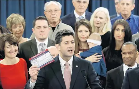  ?? Win McNamee Getty I mages ?? HOUSE SPEAKER Paul D. Ryan ( R- Wis.) says the ambitious Republican overhaul would save the average American family $ 1,182 a year.