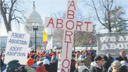  ?? Saul Loeb, AFP ?? Anti-abortion demonstrat­ors protest in front of the US Supreme Court and US Capitol during the 41st annual March of Life in Washington, DC, January 22, 2014.