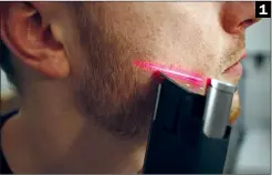  ??  ?? (1) Philips’ Trimmer aus der 9000er Serie sorgt optisch für Aufregung und führt die Rasur per Laser-Zielvorric­htung(2) Der Eco-Tribal macht seinem Namen Ehre und liefert ein besonders schmales Scherblatt mit, inklusive Tribal-Schablonen