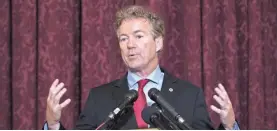  ??  ?? According to an arrest warrant, a neighbor of Rand Paul tackled the Kentucky senator from behind, breaking several of his ribs. DREW ANGERER/GETTY IMAGES