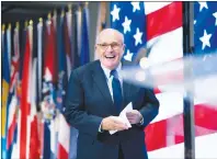  ?? AP PHOTO ?? Rudy Giuliani, an attorney for President Donald Trump, takes the stage to speak at the Iran Freedom Convention for Human Rights and Democracy at the Grand Hyatt Saturday in Washington.