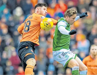  ?? Picture: SNS Group. ?? Scott Allan in action for Hibs against United in January’s Scottish Cup tie.