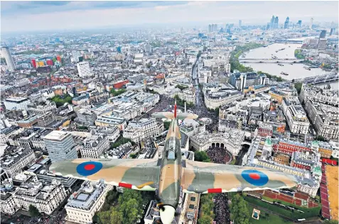  ??  ?? Wings clipped: Battle of Britain memorial planes – reportedly a Lancaster bomber, two Hurricanes and three Spitfires – have been grounded after the discovery of a technical flaw