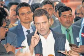  ?? PTI ?? Congress President Rahul Gandhi addresses the media during the Winter Session of Parliament in New Delhi on Tuesday.