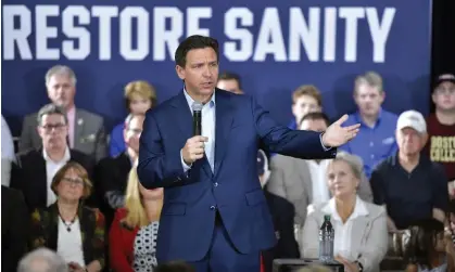  ?? ?? Ron DeSantis speaks during a town hall event in Hollis, New Hampshire, on Tuesday. Photograph: Josh Reynolds/AP