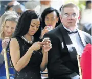  ??  ?? TWITTERATI: Primrose Crous and her businessma­n husband Theunis were at Rosette and Lunga Ncwana’s wedding
