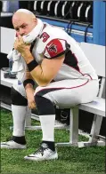  ?? CURTIS COMPTON / CCOMPTON@AJC. COM ?? Falcons kicker Matt Bryant, who was 2 for 2 on field goals (including a 48-yarder), watches the end of Sunday’s loss from the bench.