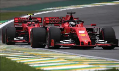  ??  ?? Charles Leclerc and Sebastian Vettel were summoned to Ferrari headquarte­rs to explain what caused the incident. Photograph: Ricardo Moraes/Reuters