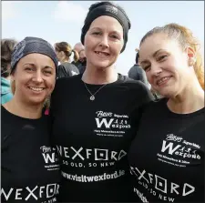  ??  ?? Linda Aubara (Kilrush), Cathy Donovan (Ferns) and Nicole Kelly (Gorey) at the Wexford half-marathon and 10k on Sunday.