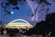  ??  ?? While Bafana Bafana were beating Angola 1-0 in their World Cup qualifier at the Moses Mabhida Stadium on Tuesday night, reader Brian King captured this stunning image, taken from just above Innes Road in Morningsid­e, of a lightning strike far out to sea.