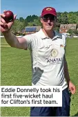  ?? ?? Eddie Donnelly took his first five-wicket haul for Clifton’s first team.
