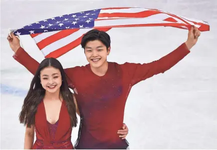  ?? TOP PHOTO BY ROBERT DEUTSCH/USA TODAY SPORTS; PHOTO AT LEFT BY ANDREW NELLES/ USA TODAY SPORTS ?? Ice dancers Maia and Alex Shibutani were the top Americans in Tuesday’s competitio­n.