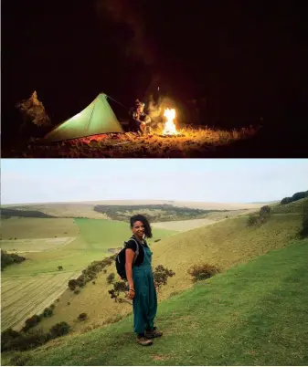  ??  ?? Clockwise from left: Kat Young in the Lake District; Jenny Tough camping in the Bolivian Andes; Josephine Hall in the South Downs