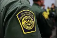  ?? (AP/Eric Gay) ?? Border Patrol agents hold a news conference prior to a media tour of a new U.S. Customs and Border Protection temporary facility near the Donna Internatio­nal Bridge in Donna, Texas, May 2, 2019.