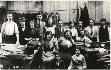 ??  ?? Jewish workers in a Manchester tailoring workshop, c1910