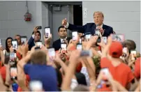  ?? AFP ?? US President Donald Trump speaking to supporters before a rally at Olentangy Orange High School in Lewis Center, Ohio. —