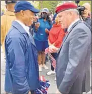  ??  ?? Mayoral candidates Eric Adams (left) and Curtis Sliwa look friendly enough, but on Tuesday traded barbs over making city streets safer.