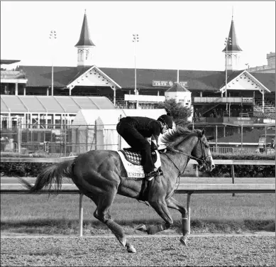  ?? BARBARA D. LIVINGSTON ?? Justify, training May 10 at Churchill, was to ship to Pimlico on Wednesday for the Preakness.