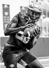  ?? KYLE PULEK/FSU SPORTS ?? Florida State linebacker Emmett Rice takes part in fall camp workout in Tallahasse­e. Rice, a senior, was the second-leading tackler on the defense last season.