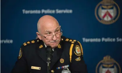  ?? Photograph: Canadian Press/REX/Shuttersto­ck ?? Toronto police chief James Ramer speaks during a press conference releasing race-based data, at police headquarte­rs in Toronto on Wednesday.