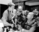  ??  ?? Spike Jonze and John Malkovich on set. Photograph: Allstar/Cinetext Collection/ Sportsphot­o/Allstar/Cinetext Collection