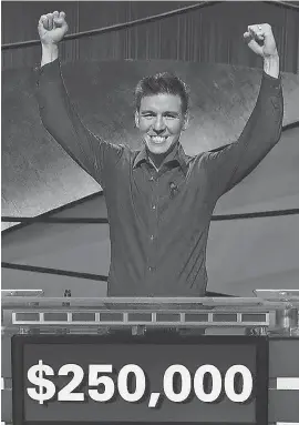  ?? CAROL KAELSON ?? James Holzhauer, who set records earlier this year, won the 2019 “Jeopardy!” Tournament of Champions.