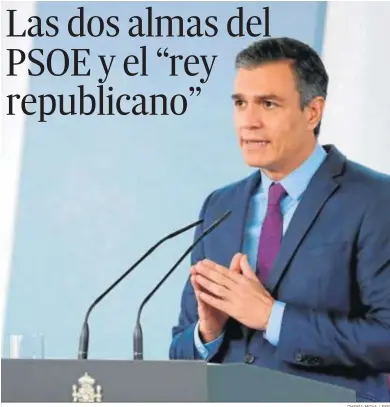  ?? CHEMA MOYA / EFE ?? El presidente del Gobierno, Pedro Sánchez, en su comparecen­cia en La Moncloa del martes pasado.