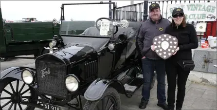  ??  ?? Howard and Daphne Connolly with their John Nolan Memorial Shield winning 1918 Ford Model T.