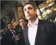  ?? Spencer Platt / Getty Images ?? Michael Cohen, the former personal attorney to President Donald Trump, departs his Manhattan apartment for prison on May 6, 2019 in New York City. Cohen is due to report to a federal prison in Otisville, N.Y., where he will begin serving a three-year sentence for campaign finance violations, tax evasion and other crimes.