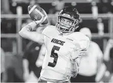  ?? Mark Brown / Getty Images ?? Rice freshman quarterbac­k Wiley Green will get his first start against North Texas.