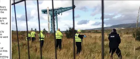  ??  ?? Full-scale search: Police Scotland officers looking for Mrs McKay in Clydebank on Thursday