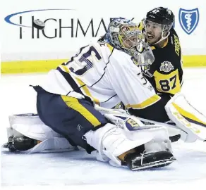  ?? BRUCE BENNETT/GETTY IMAGES ?? While Sidney Crosby has been consistent­ly good in the Stanley Cup final, the play of Nashville goalie Pekka Rinne has been anything but, reflecting the hot and cold quality of this series.