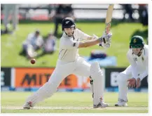  ??  ?? New Zealand’s Kane Williamson bats during the first cricket Test against South Africa at University Oval, Dunedin, New Zealand, Thursday. (AP)