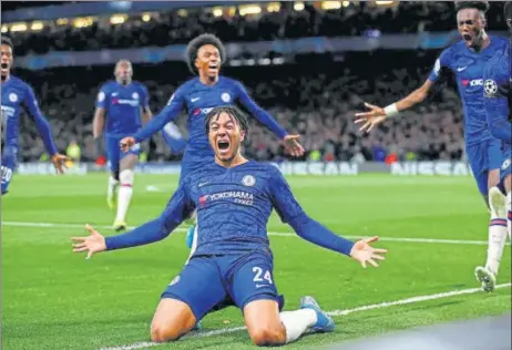  ?? REUTERS ?? Chelsea's Reece James celebrates scoring their fourth goal against Ajax in a Champions League clash.