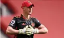  ?? Photograph: Stu Forster/Reuters ?? Manchester United’s goalkeeper Dean Henderson endured a shaky start to the match against Burnley.