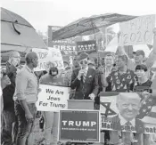  ??  ?? State Committeem­an Richard DeNapoli speaks during a rally in protest against Democratic Rep. Ilhan Omar.