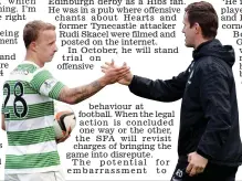  ??  ?? behaviour at football. When the legal action is concluded one way or the other, the SFA will revisit charges of bringing the game into disrepute. The potenti a l e mbarrassme­nt for to